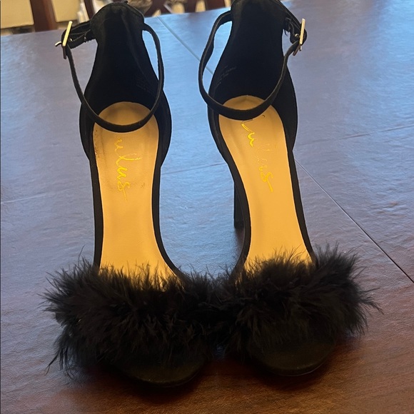 Lulus Valentina Black Feather Ankle Strap Heels - Picture 8 of 11